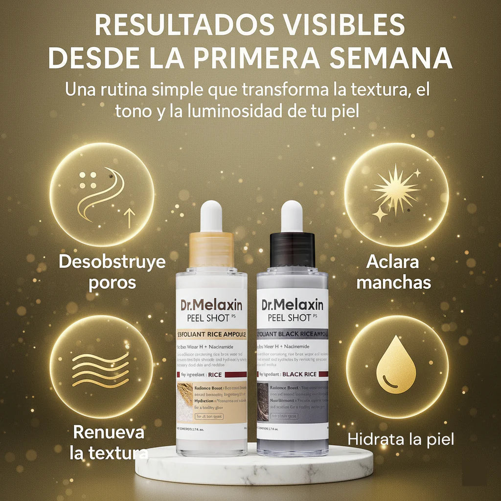 Dr. Melaxin Peel Shot Glow (COMBO) — Exfoliante inteligente que renueva tu piel y la deja con brillo de filtro natural