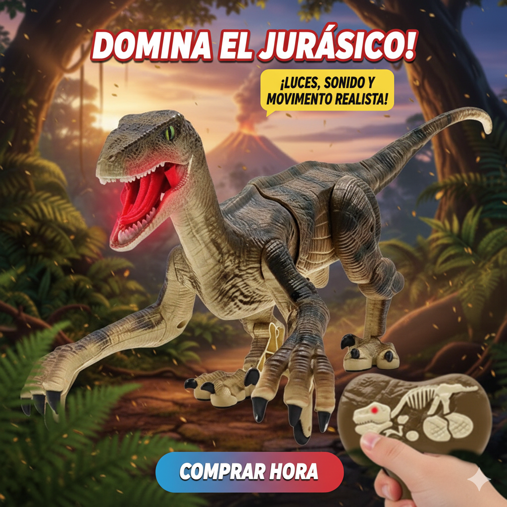 DINOCYBER CONTROL REMOTO - El dinosaurio que ruge, camina y conquista tus hijos.
