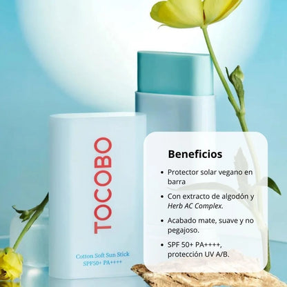 TOCOBO® Bloqueador en barra - Ideal para que te retoques en cualquier lugar y lo lleves a todas partes